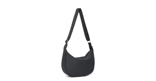 S2314 - Water-resistant Portable Crescent Shoulder Cross Body Bag - Black