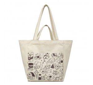 S2316 - Durable Canvas Shopping Shoulder Bag - Beige