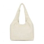 SRM2435 – Miss Lulu Reversible Corduroy Shoulder Bag with Spacious Interior – Beige