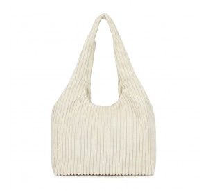SRM2435 - Miss Lulu Reversible Corduroy Shoulder Bag with Spacious Interior - Beige