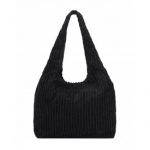 SRM2435 – Miss Lulu Reversible Corduroy Shoulder Bag with Spacious Interior – Black
