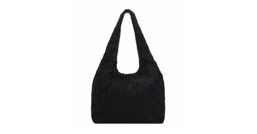 SRM2435 - Miss Lulu Reversible Corduroy Shoulder Bag with Spacious Interior - Black