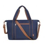 TVK2420 – Kono Lightweight Waterproof Weekender Tote Bag Foldable Cabin Flight Duffel Ideal for Underseat Carry-On Travel – Navy and Brown